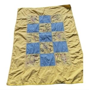 Vtg Hand Embroidered Sun Bonnet Sue Baby Quilt 1950s yellow blue